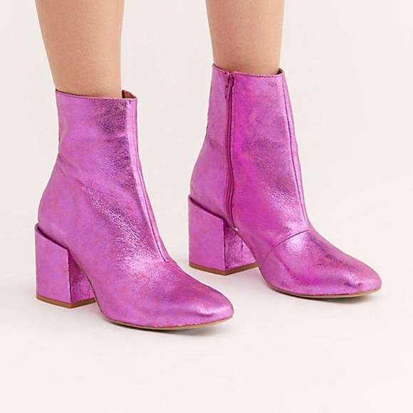 Free People Shoes - Free People Metallic Nicola Heel Bootie Pink